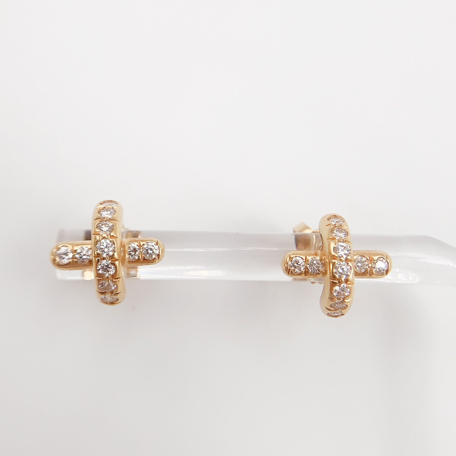 中古】ティファニーTIFFANY&Co. ピアス 750 シグネチャー クロス