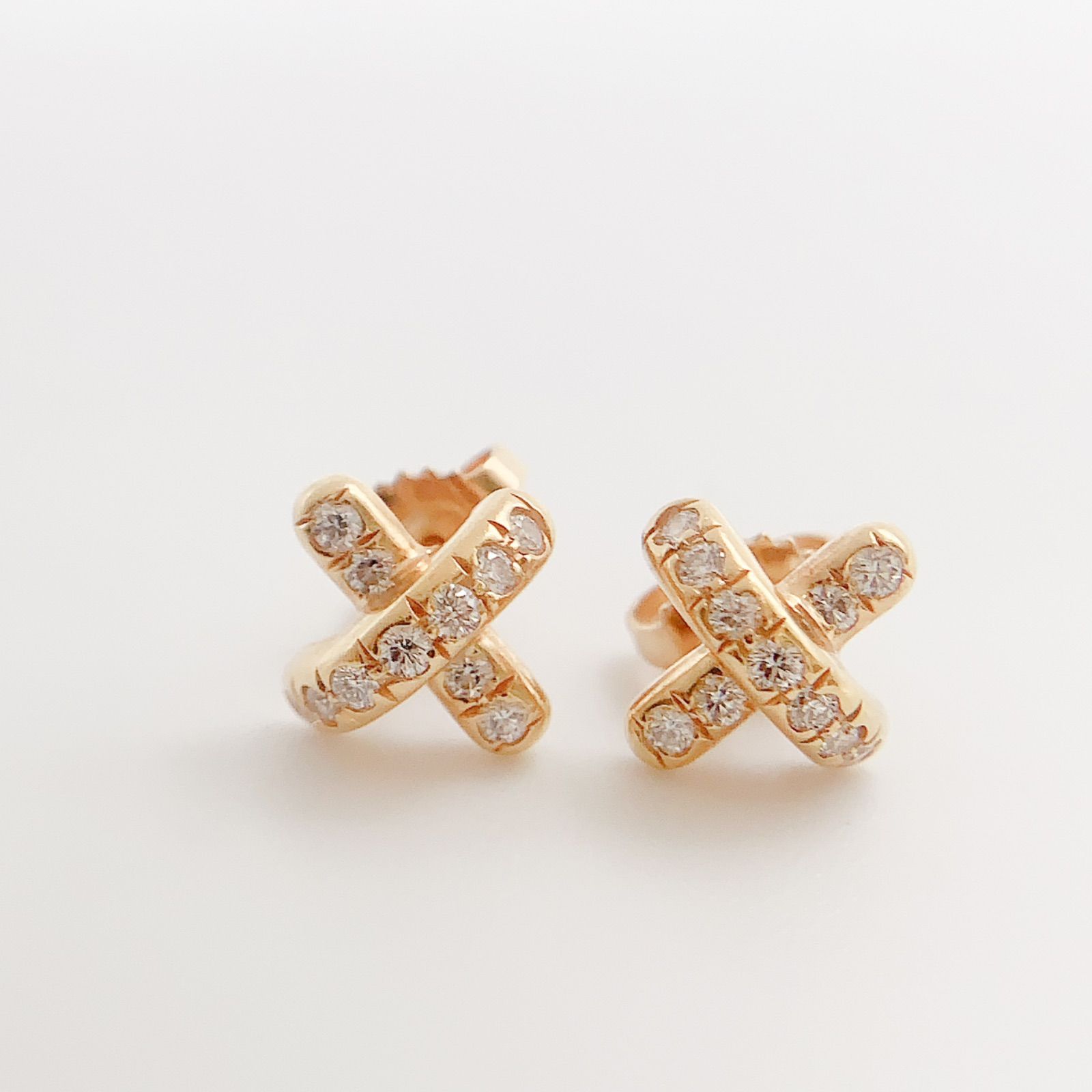 ☆美品☆TIFFANY＆Co. シグネチャー クロス ピアス K18YG 750 ☆美品☆TIFFANY＆Co. シグネチャー クロス ピアス K18YG 750
