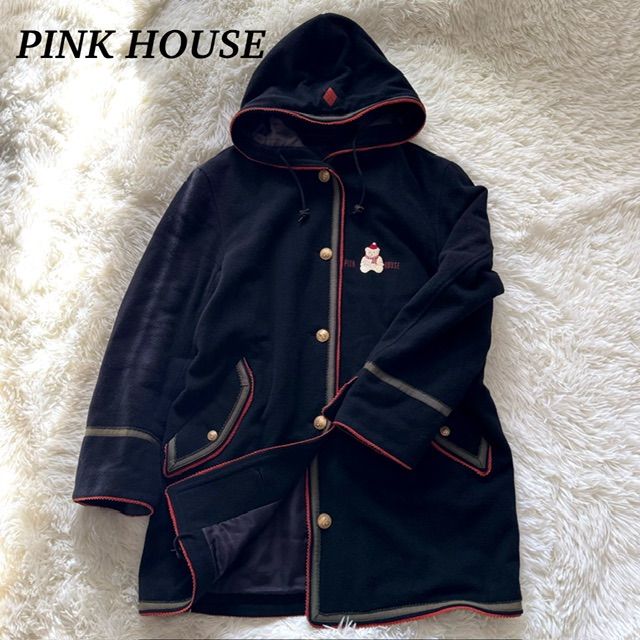 PINK HOUSE ピンクハウス コート フード付き 金ボタン クマ柄 くま 