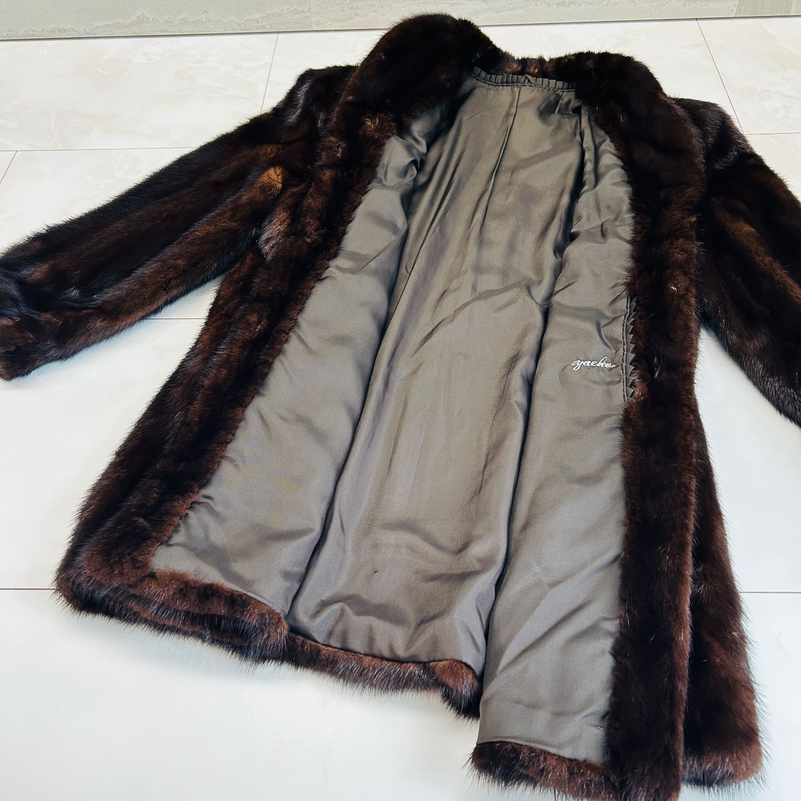 ARIANNA ミンク　毛皮　ブラウン　コート　13号 ミンク 毛皮 コート ブラウン系 ネーム入り 13号 レディース 中古美品