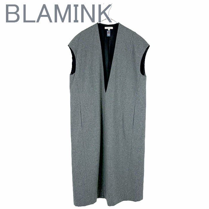 BLAMINK ブラミンク ノースリーブ ワンピース グレー 36 レディース V