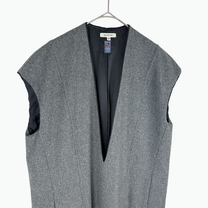 グレー ノースリーブ ワンピース　ブラミンク BLAMINK ブラミンク ノースリーブ ワンピース グレー 36 レディース V