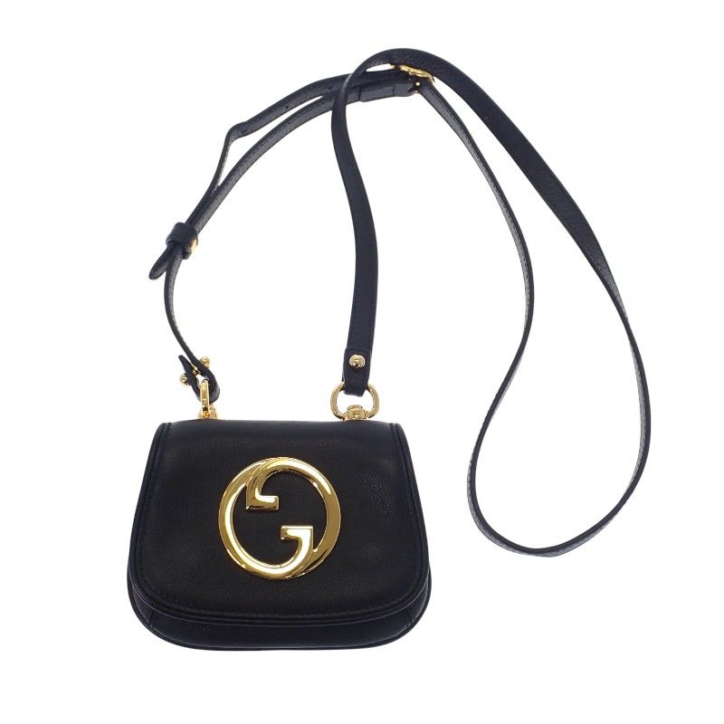 グッチ GUCCI ブロンディ 698635 カードケース レザー ブラック ゴールド金具 レディース ABランク