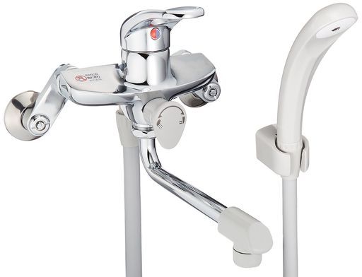 SANEI サンエイ シングルシャワー混合栓浴室用壁付き2穴ホース長さ1.6 mパイプ170 mmリングレバー蛇口浴室水栓