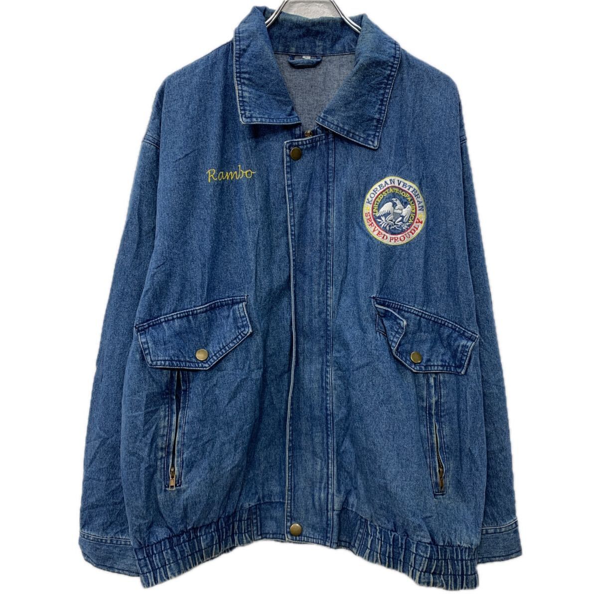 VETERAN デニムジャケット L インディゴブルー ジップアップ スナップ