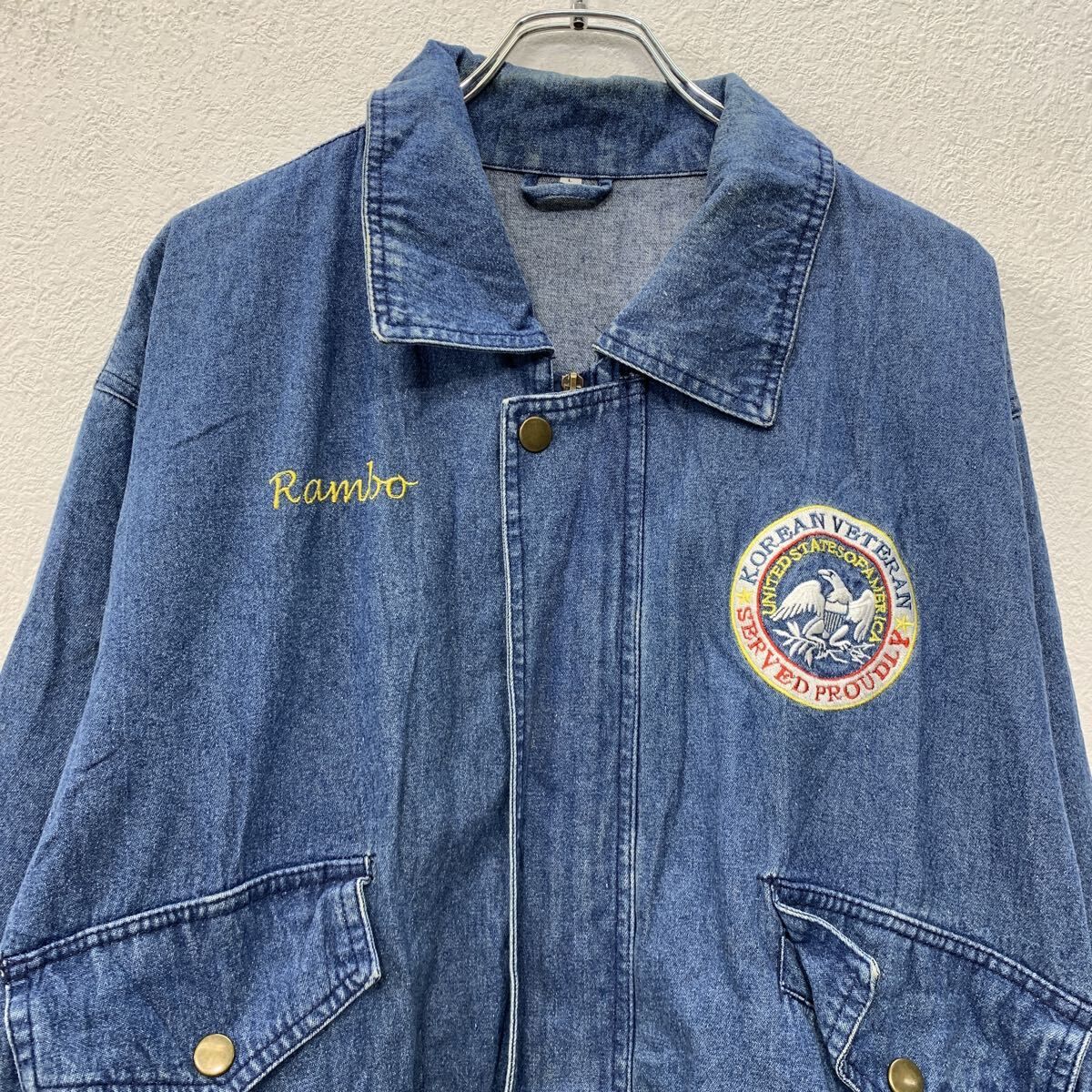VETERAN デニムジャケット L インディゴブルー ジップアップ スナップ