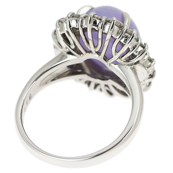 Pt900 ラベンダー 翡翠/ヒスイ ダイヤモンド リング 8.48ct D1.51ct