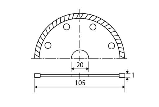 トップ TOP ダイヤモンドホイールうす刃1ミリタイル名人直径105 mm乾式大理石陶器磁器TDT-105 U