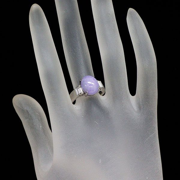 Pt900 ラベンダー 翡翠 ダイヤモンド リング 5.55ct D0.37ct - メルカリ