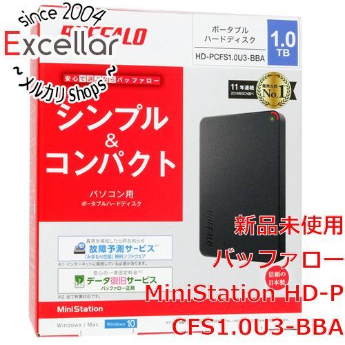 bn 15 開封のみ 箱きず やぶれ BUFFALO製PortableHD HD-PCFS 1.0 U 3-BBA 1 TB