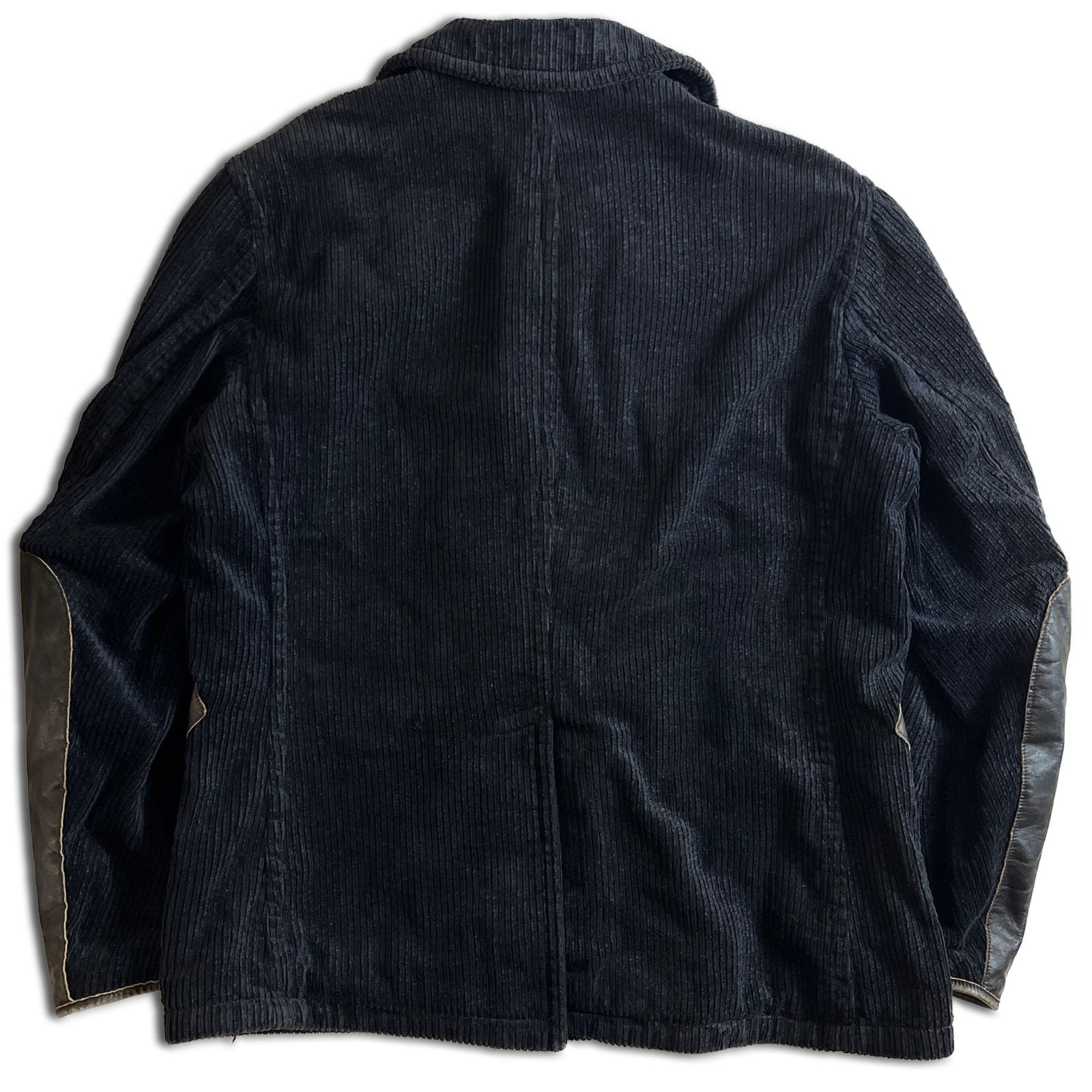 RRL Limited Edition コーデュロイ×レザー Pコート M 美品】RRL Limited Edition コーデュロイ×レザー ピーコート ネイビー