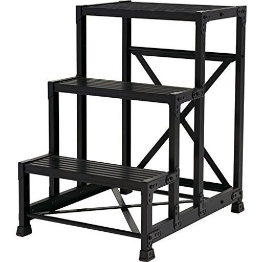 TRUSCO トラスコ 作業用踏台アルミ製 高強度タイプ3段ブラックTSF-369-BK