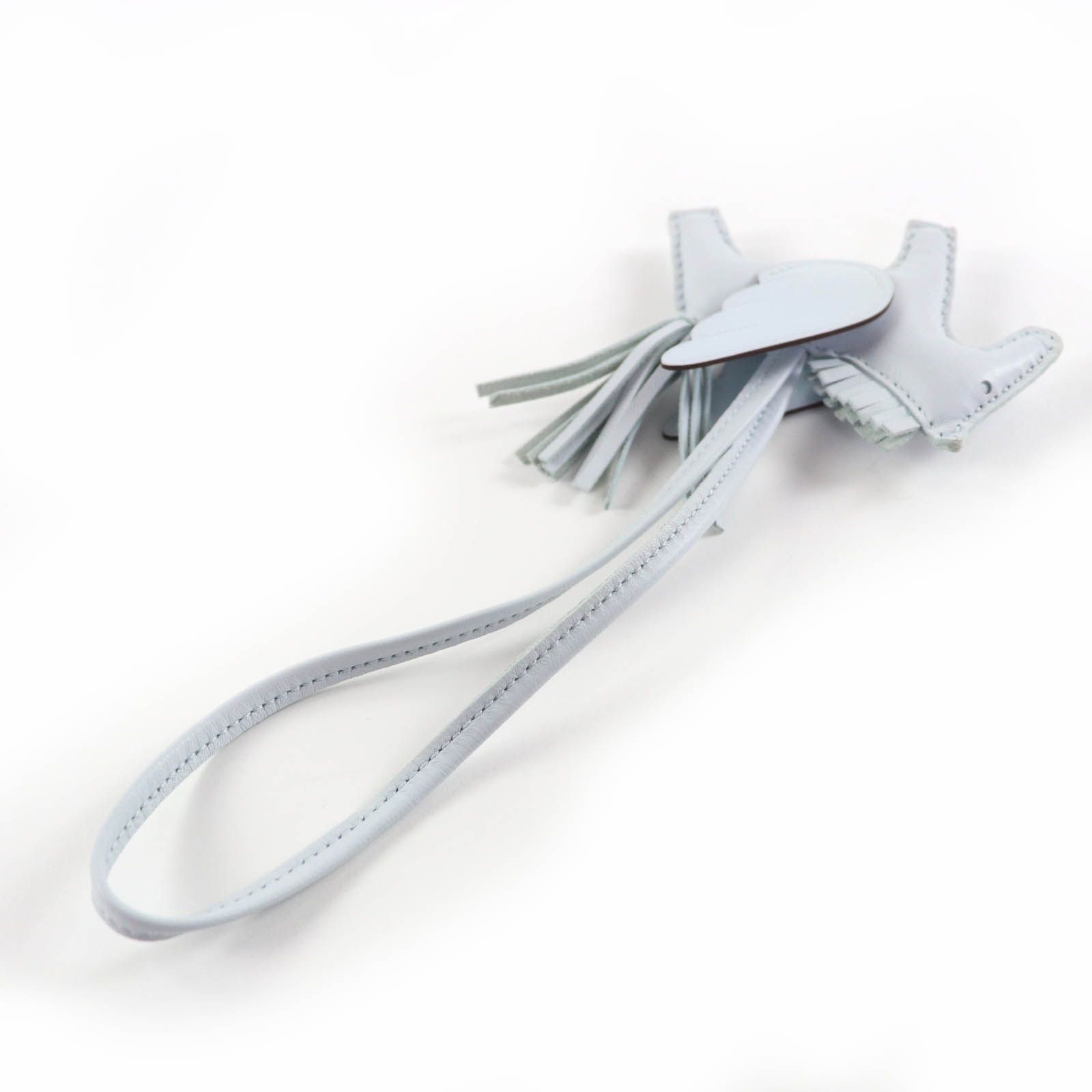 極美品☆HERMES エルメス ペガサスチャームPM レザー ブルーブリュム