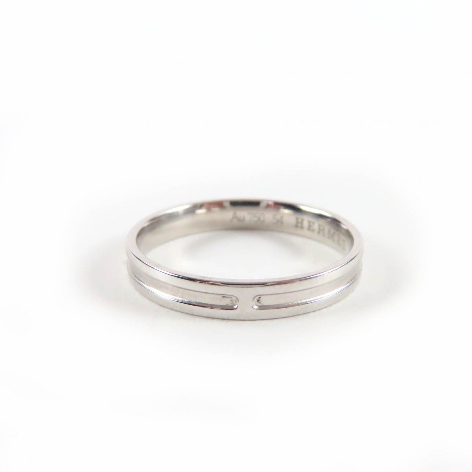 HERMES エルメス 090077 アンプラント リング K 18 750 WG 指輪 シルバー 54 日本サイズ約14号相当 重量2.5 g メンズ