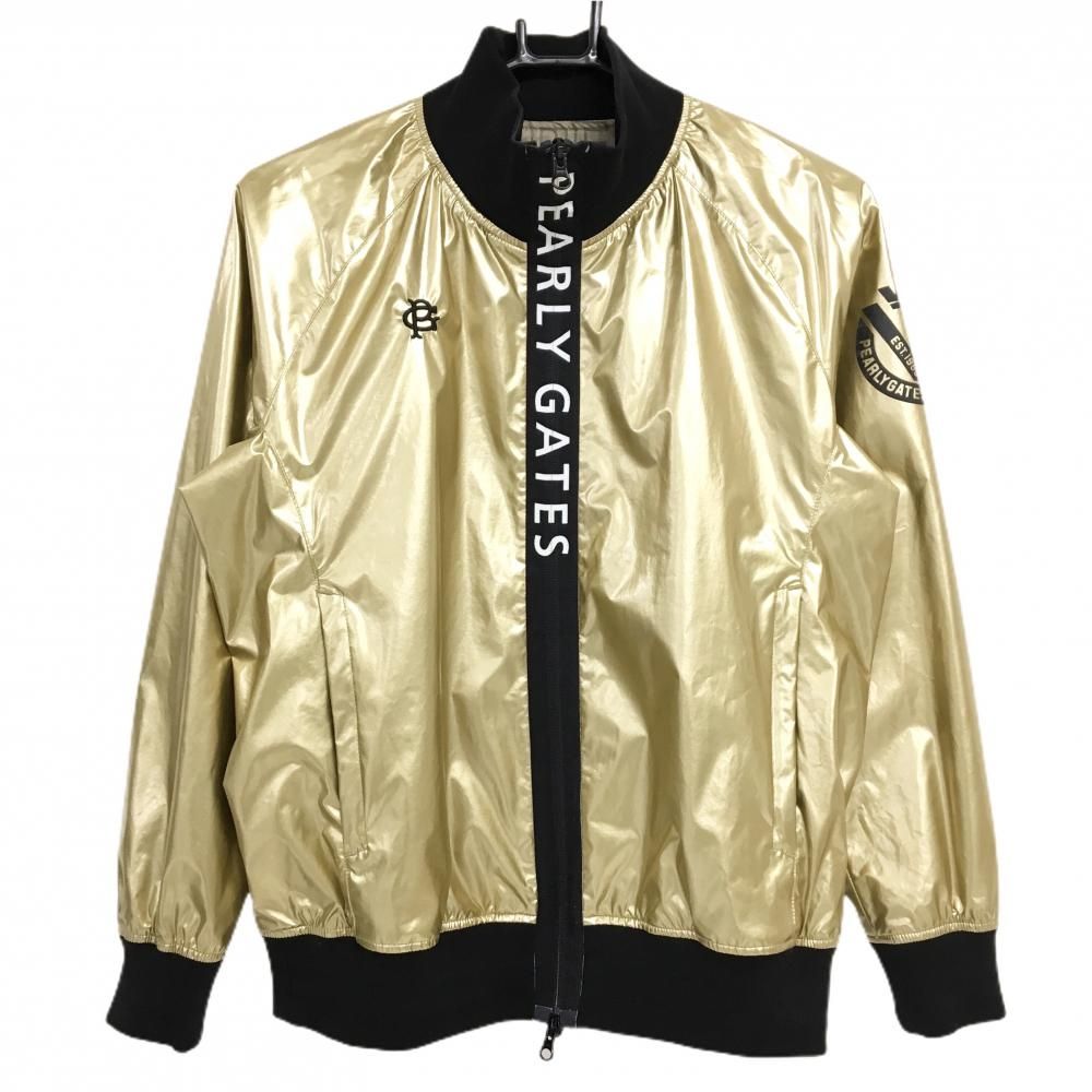 パーリーゲイツ　ナイロンジャケット　ロゴ　レディース　裏地　ゴールド　金色　0 パーリーゲイツ ジャケット ゴールド×黒 蓄熱裏地 ジップロゴ