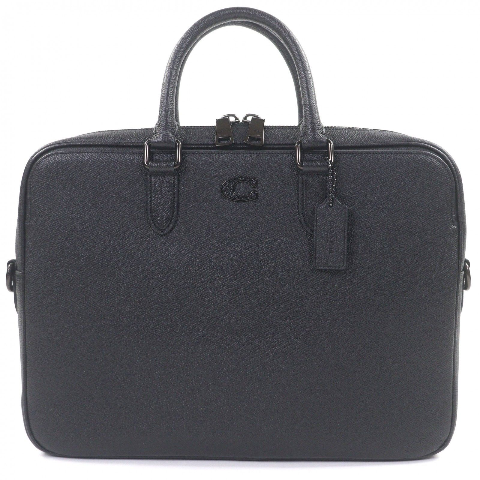 ♥品□COACH コーチ CJ 840 ゴッサム レザー シグネチャーコーテッド キャンバス 2 WAY ビジネスバッグ ブリーフケース ショルダーバッグ ブラック 保存袋付き メンズ