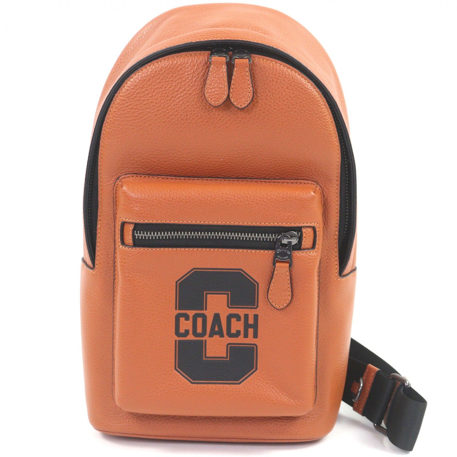 □COACH コーチ CAJ 60 レザー ヴァーシティ モチーフ ワンショルダーバッグ ボディバッグ 斜め掛けバッグ ブラウン メンズ
