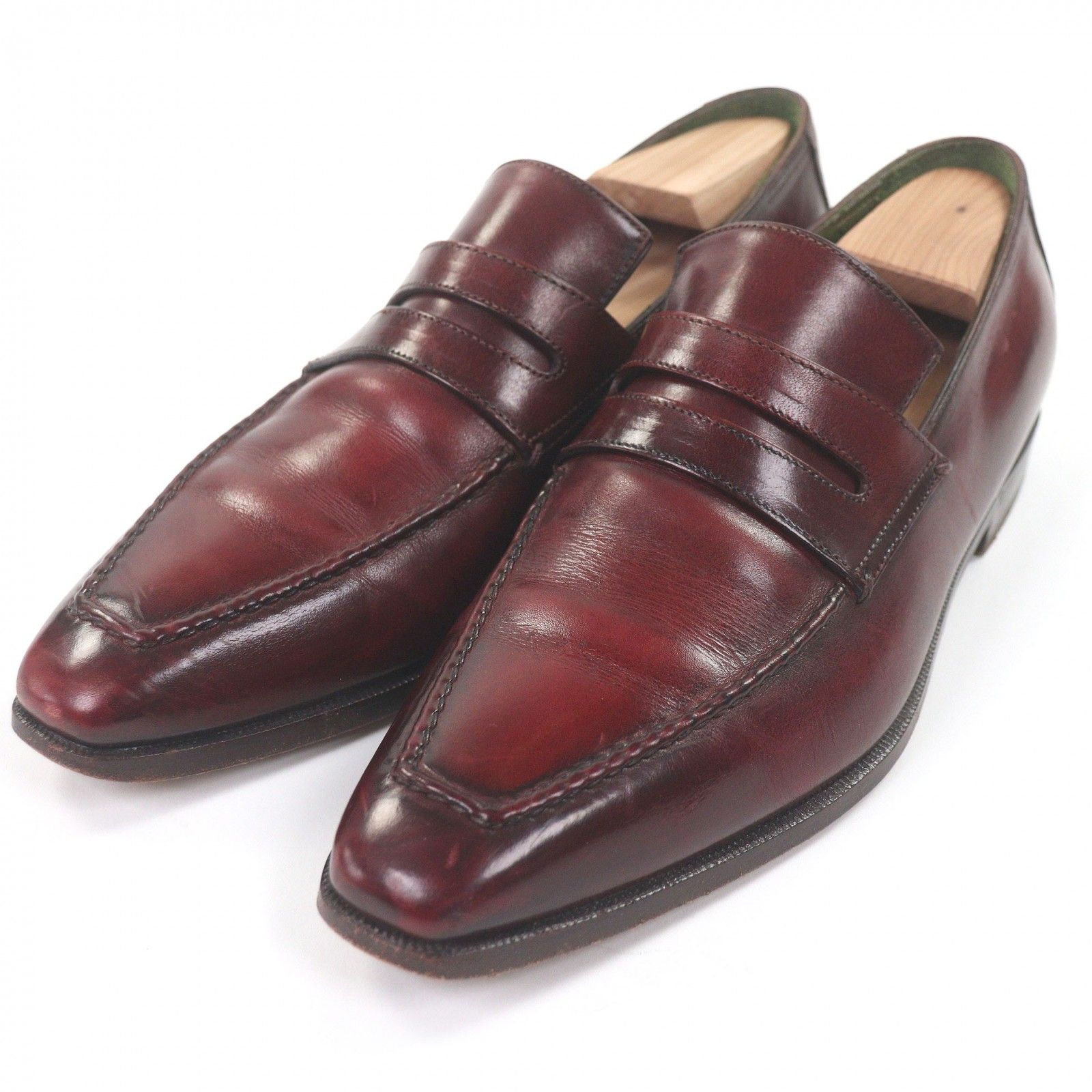 □Berluti ベルルッティ デムジュール アンディ パティーヌ レザー コインローファー ペニーローファー ドレスシューズ ボルドー 約26.5 cm相当 メンズ