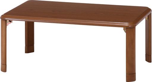 不二貿易折りたたみテーブルローテーブル高さ調節 角が丸い幅90 x奥行60 x高さ33~38 cmミディアムブラウン10036