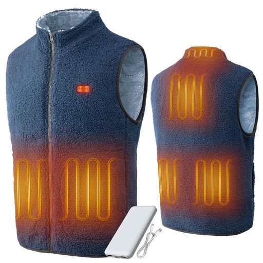 LABEWVI ボアフリースヒーターベスト電熱ベストUSB給電10000 mAhバッテリー付属3段階温度調整最大7時間使用洗濯可通勤|釣り|キャンプ|アウトドアに最適