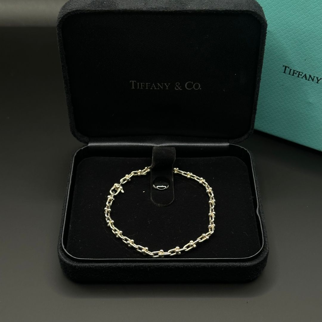 美品】Tiffany & Co ハードウェア マイクロ チェーン ブレスレット