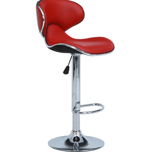 不二貿易カウンターチェアハイチェア幅45.5 x奥行き54 x高さ88.5~109.5 cmレッドダイニングキッチン360度回転昇降式合皮シェル93291