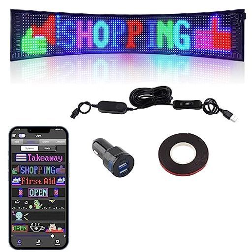 RCmallLED電光掲示板中型LED看板RGBLED表示機軽量防水多言語显示柔軟なスクロールLEDサインボードブルート広告ボー 舗用広告用12 X 68 cm