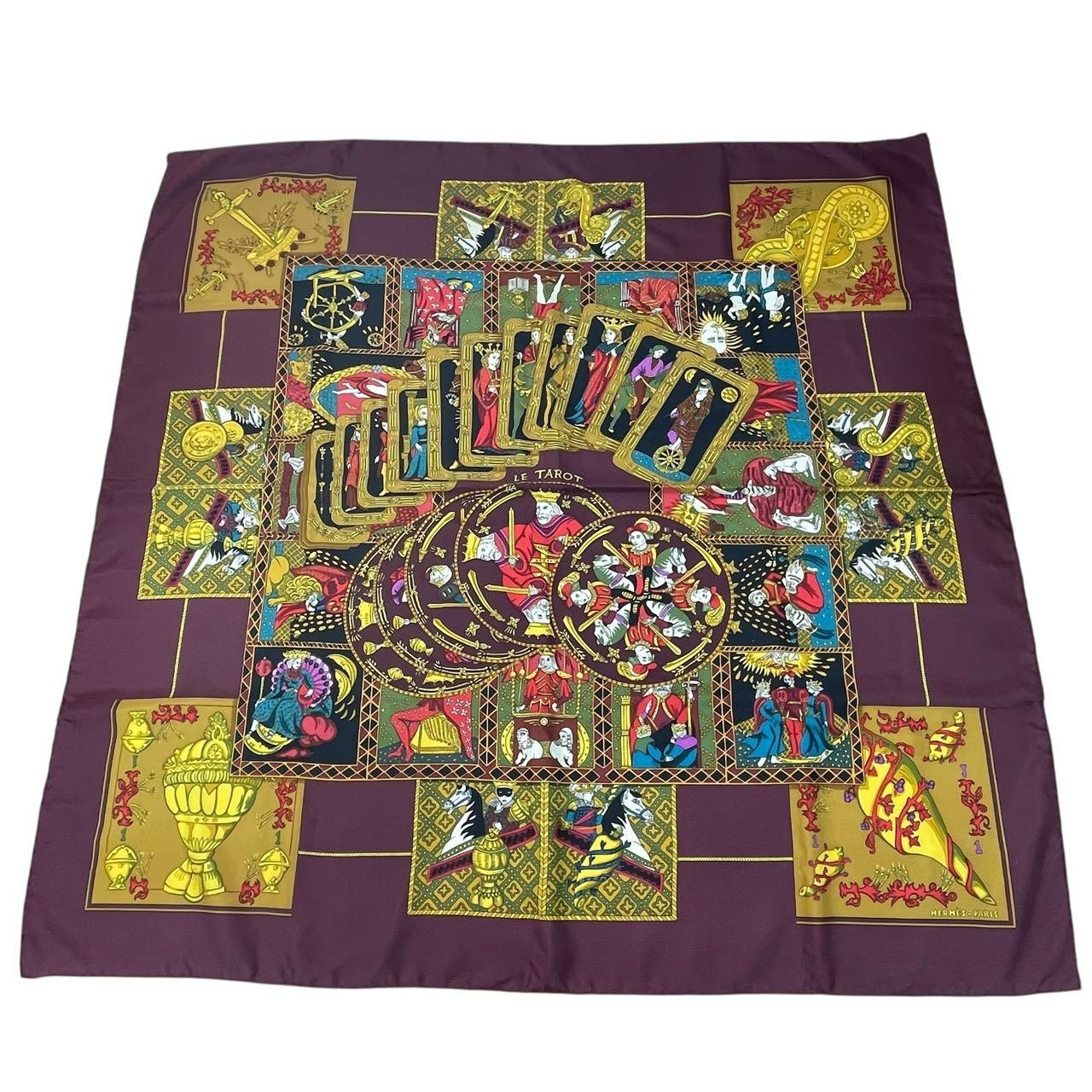 極美品 HERMES エルメス スカーフ シルク カレ90 LE TAROT タロット