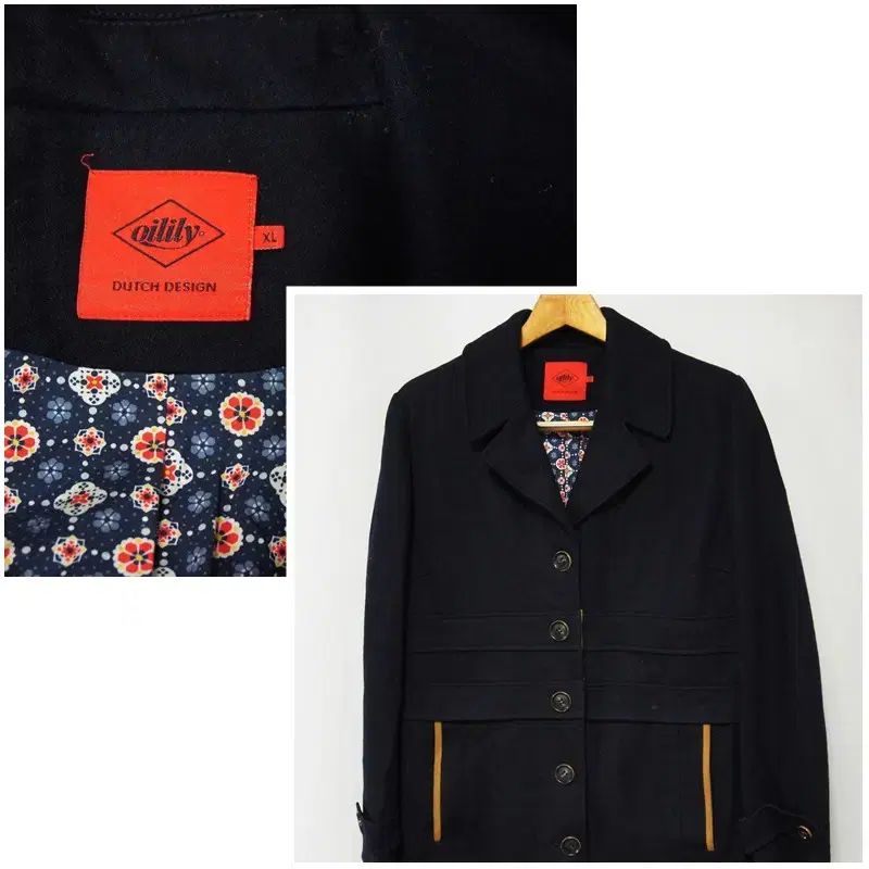 オイルリリー ネイビー ウールコート レディース