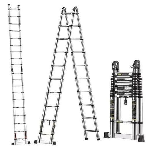 伸縮はしご脚立4.1 m 4.1 m直梯状態の最長8.2 m耐荷重150 kg多機能伸縮梯子折りたたみアルミ梯子ストレート人字はしご滑り止め軽量安定持ち運びが簡単室内外兼用