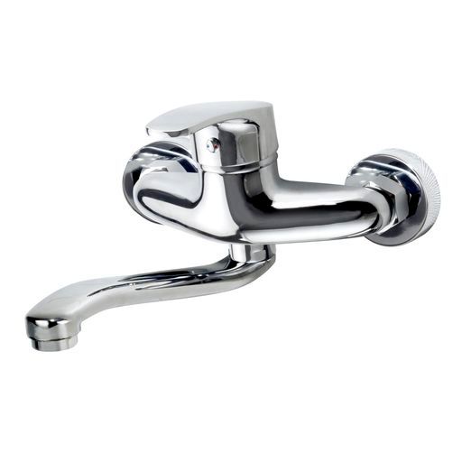 MEOMER壁に取り付けられたシンク蛇口クロムシングルハンドル水栓ダブルホール洗面器蛇口180°回転ノズルバスルーム温水と冷たい混合水栓