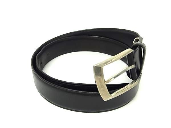 美品 Aquascutum アクアスキュータム レザー シルバー金具 ベルト ビジネス 紳士 メンズ ブラック系 DL4494