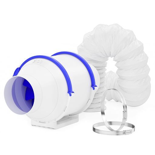 在庫処理 Hon-Guanダクトファンセット100 mm インボ ダクトホース付 ホースバンド付き強力ダクト用換気扇塗装ブース用中間取付産業用排風機 GF-100 P