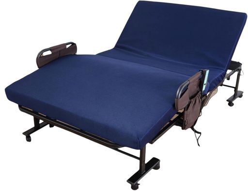 ビータ Vita 寝心地選べる折りたたみ電動ベッドネイビー長さ196 cmx高さ63 cm 床面高さ45 幅119 cmセミダブル高反発無段階電動リクライニング跳ね上がり防止指はさみ防止メッシュ生地