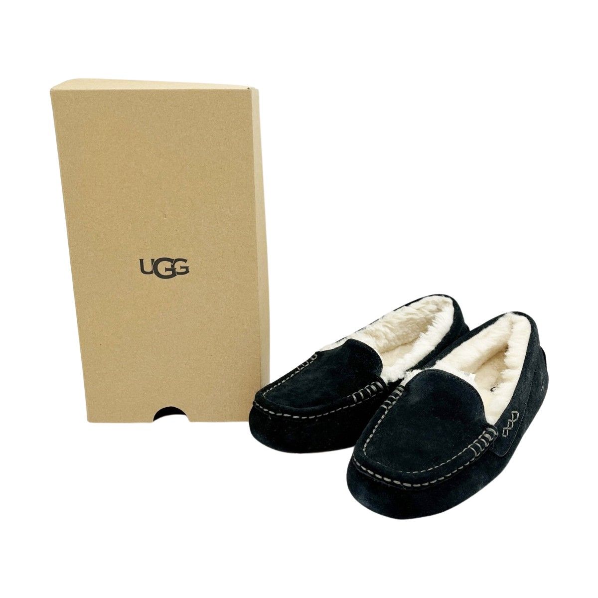 【未使用】UGG ブラック モカシン 靴 箱付き ◇◇UGG アグ モカシン 24cm 箱付 靴 レディース スレうす汚れあり