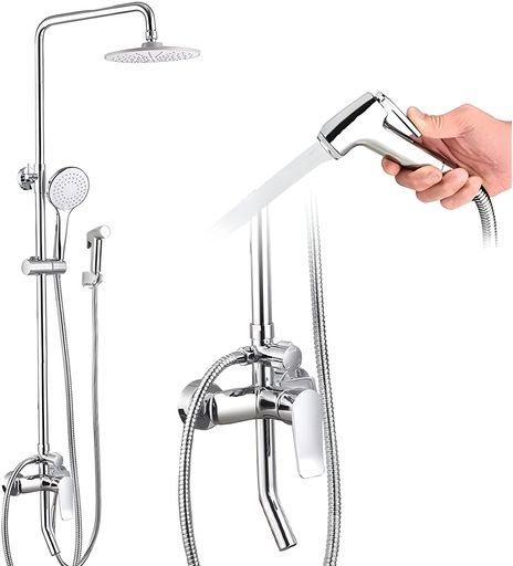 シャワーバーダブルシャワーヘッド混合水栓レインシャワーオーバーヘッドシャワー3モード切替 浴室用水栓節水高水圧LD-4027