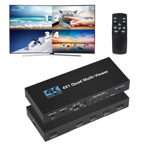 HDMI画面分割器4入力1出力hdmi画面分割切替器4 Khdmi切替器4 x 1画面切り替え器1080 P 4画面同時表示シームレス切り替えマルチビューワDVDゲーム機PS 3 PS 4 ProXboxFireTVAppleTV