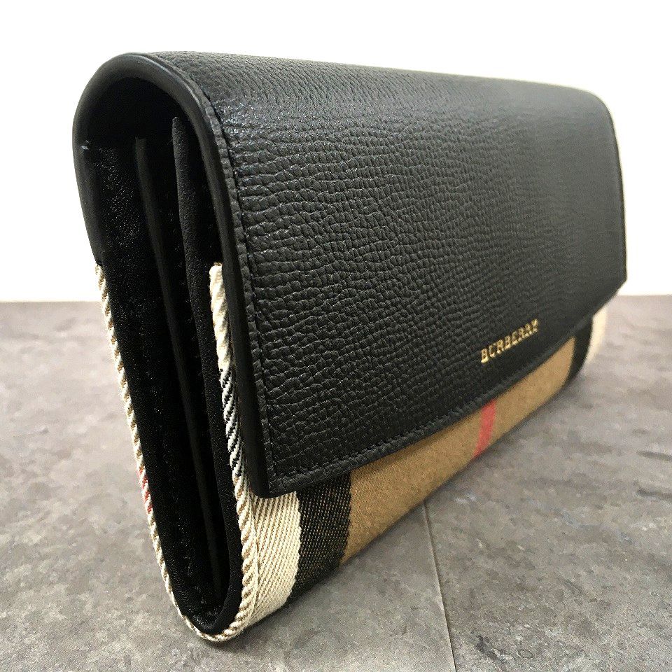101 送料込み！ 極美品 BURBERRY 長財布 ブラック バーバリーチェック