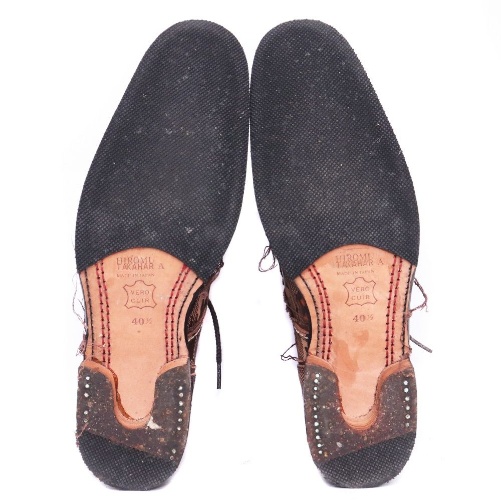 サイズ40.5 HIROMU TAKAHARA ROEN レザーレースアップブーツ ブラウン