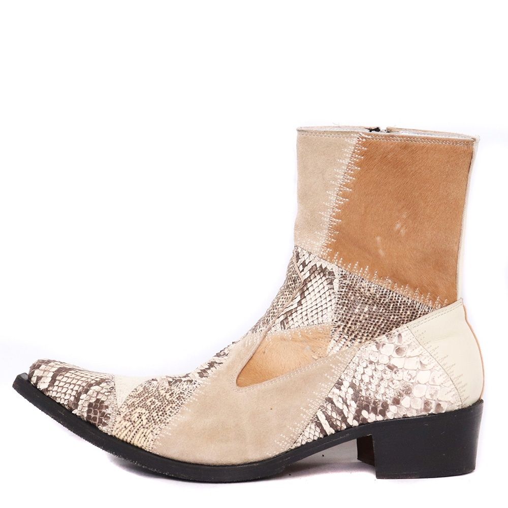 サイズ41 HIROMU パッチワークブーツ クリーム ベージュ