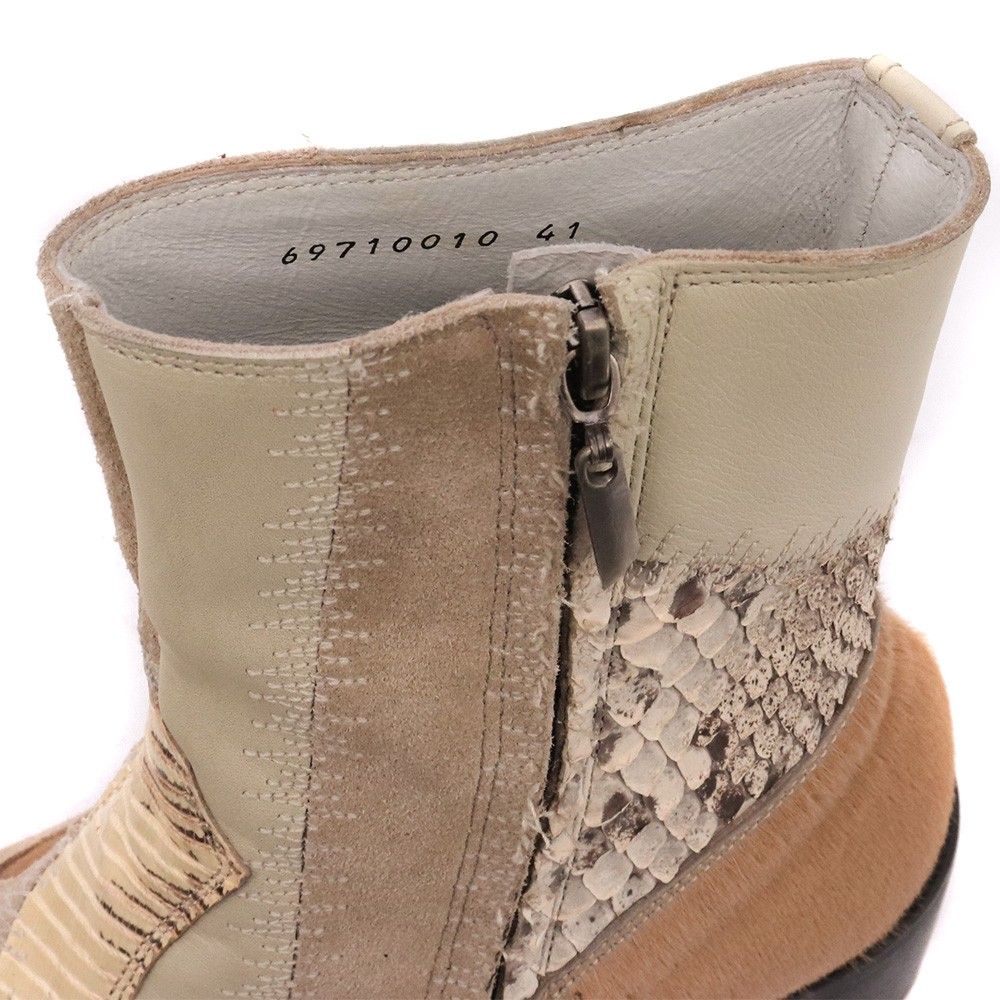 パッチワークブーツ クリーム