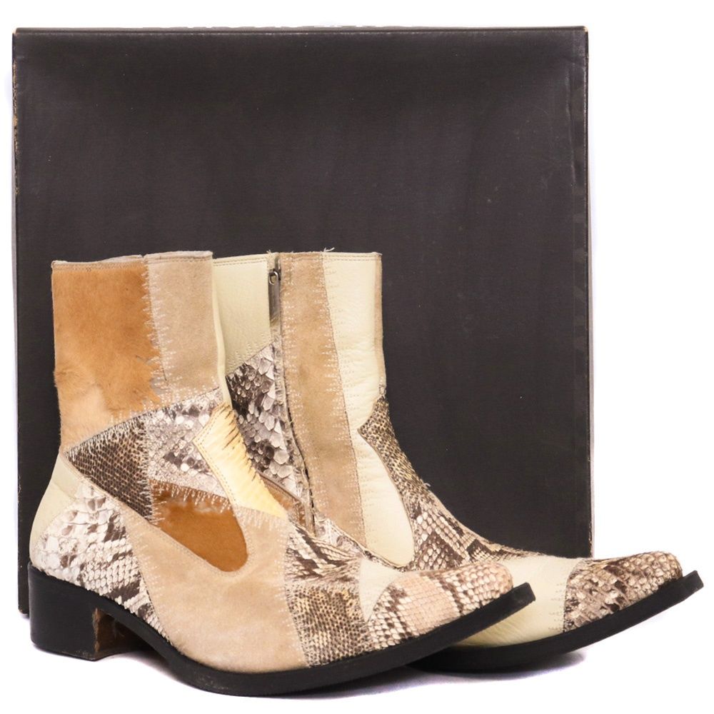 サイズ41 HIROMU パッチワークブーツ クリーム ベージュ