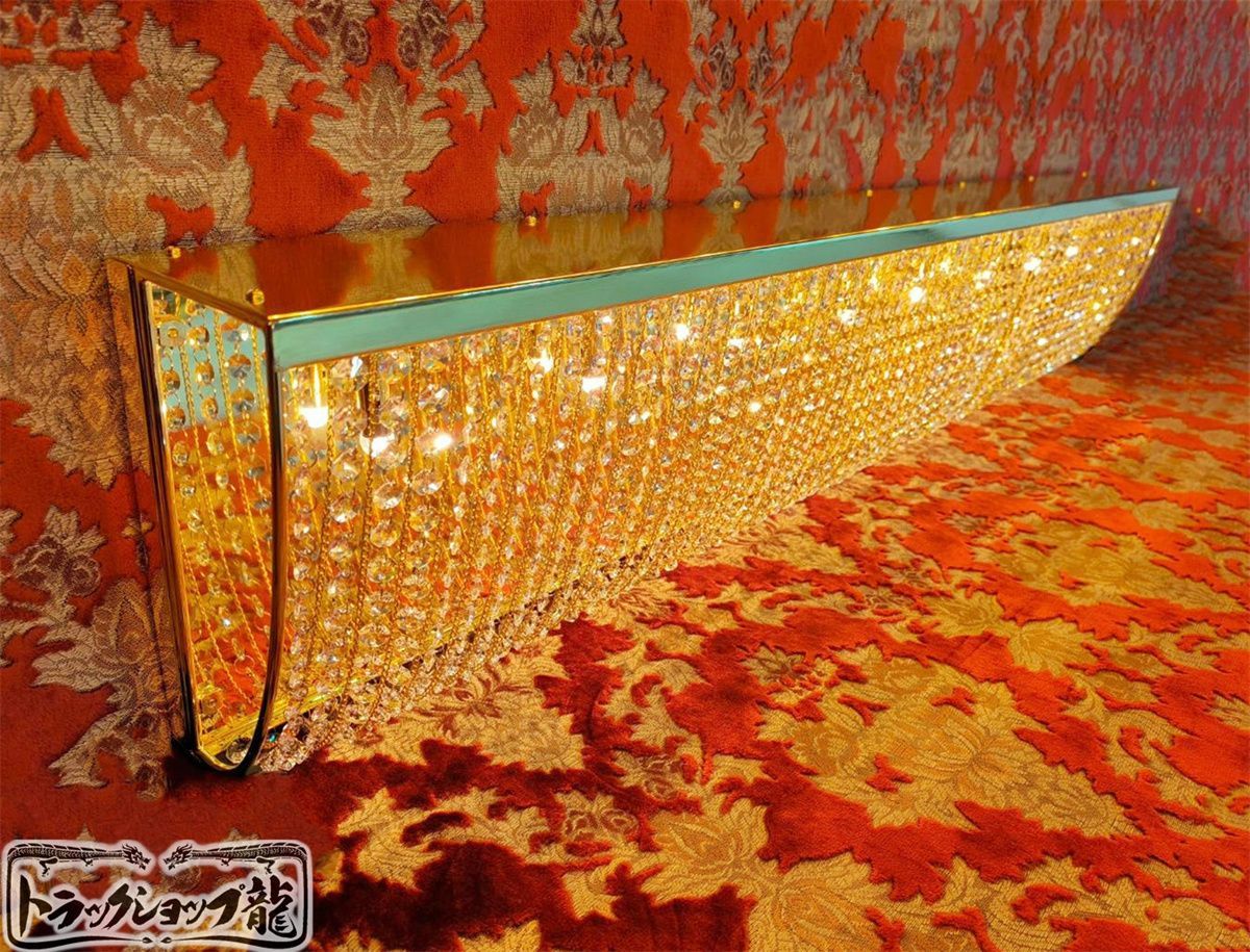 幅140 cm 壁掛 ナイアガラ シャンデリア フルゴールドメッキ ステンレス製 金メッキリング 丸棒タイプ デコトラ 車内照明 C 0763 S