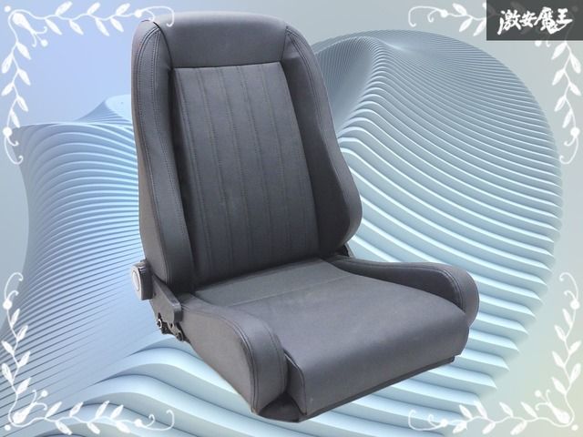 破れ無し 社外 汎用 セミバケットシート|セミバケ|座席 両側三角ダイヤル 黒 ブラック系 レザー 底止め ヘッドレストレス