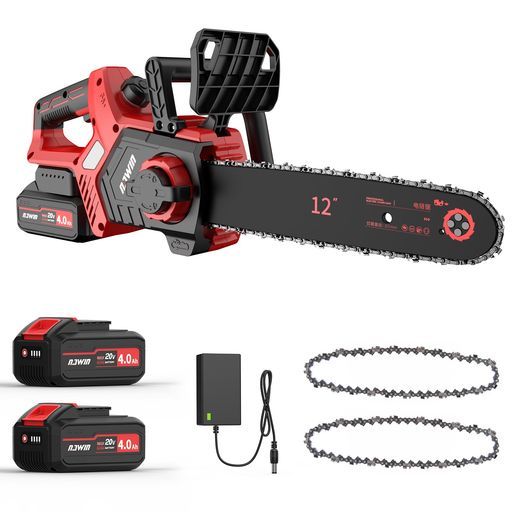 ナウィン充電式チェーンソー12インチチェーンソー大容量4 0 ahバッテリー ガイドバー300 mmブラシレスモーターチェーンソー自動給油伐採 枝払い 枝打ち 薪作り 庭木の剪定安全設計PSE認証…