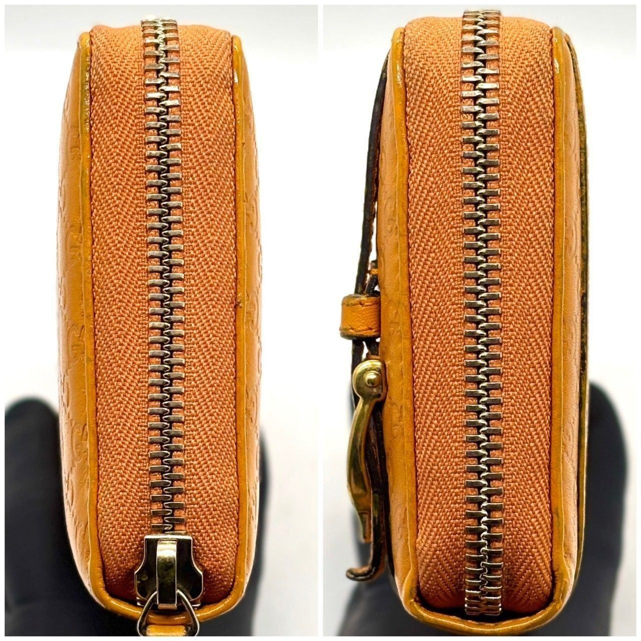  差し色は これくらいがいい GUCCI 長財布 グッチシマ ホースビット ラウンドジップ マイクロシマ 本革 付属品完備 イエロー 長財布 小物