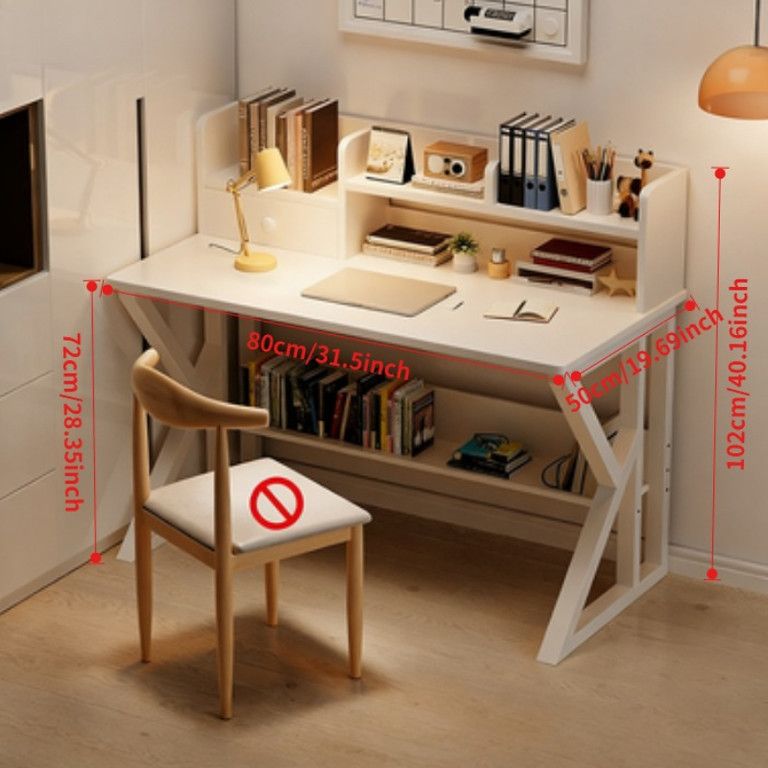 本棚一体型 多機能デスク 学習机 勉強机 幅80|100 cm奥行50|60 cm 省スペース オフィスデスク パソコンデスク ゲーミングデスク 在宅ワーク 高さ68.58 cm以上 ホワイト8050