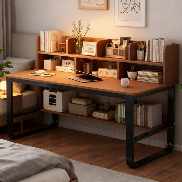 一体型ブックシェルフ付 幅100 cm ブラックオーク材 デスク 学習机|PCデスク シンプルデザイン 在宅ワーク|オフィスに