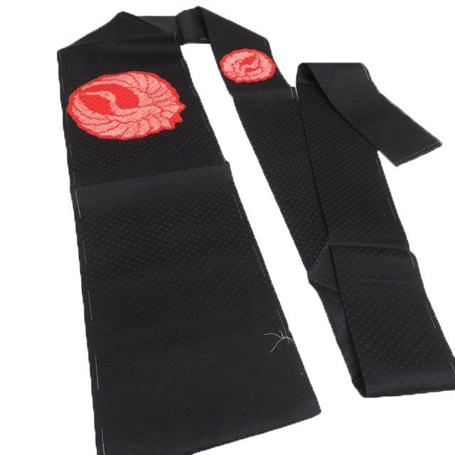 特選 名古屋帯 なごや帯 ♥ 正絹 カジュアル 仕立て上がり きぬたや 鹿の子絞り 鶴 黒色 赤色 きもの北條 A 1315-14