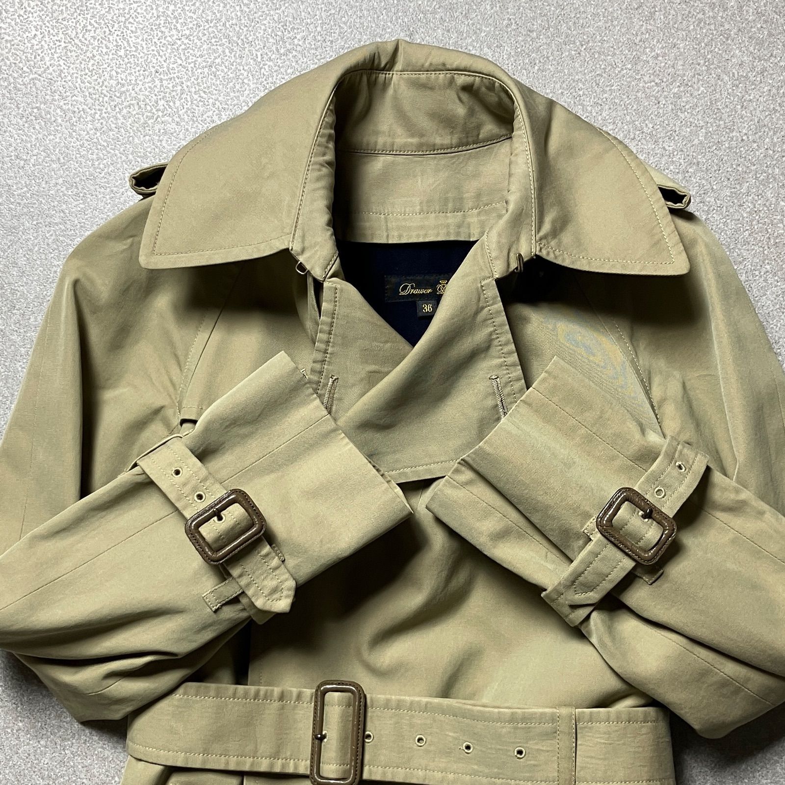 Drawer ライナー取り外し可】トレンチコート 裏地タータンチェック